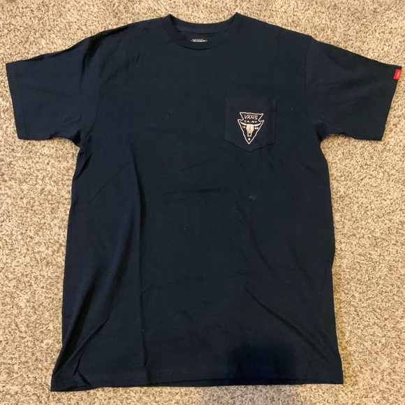 Vans Off The Wall Pocketed Cowskull & Arrowhead Men's Tee Medium Navy Blue - Picture 2 of 5